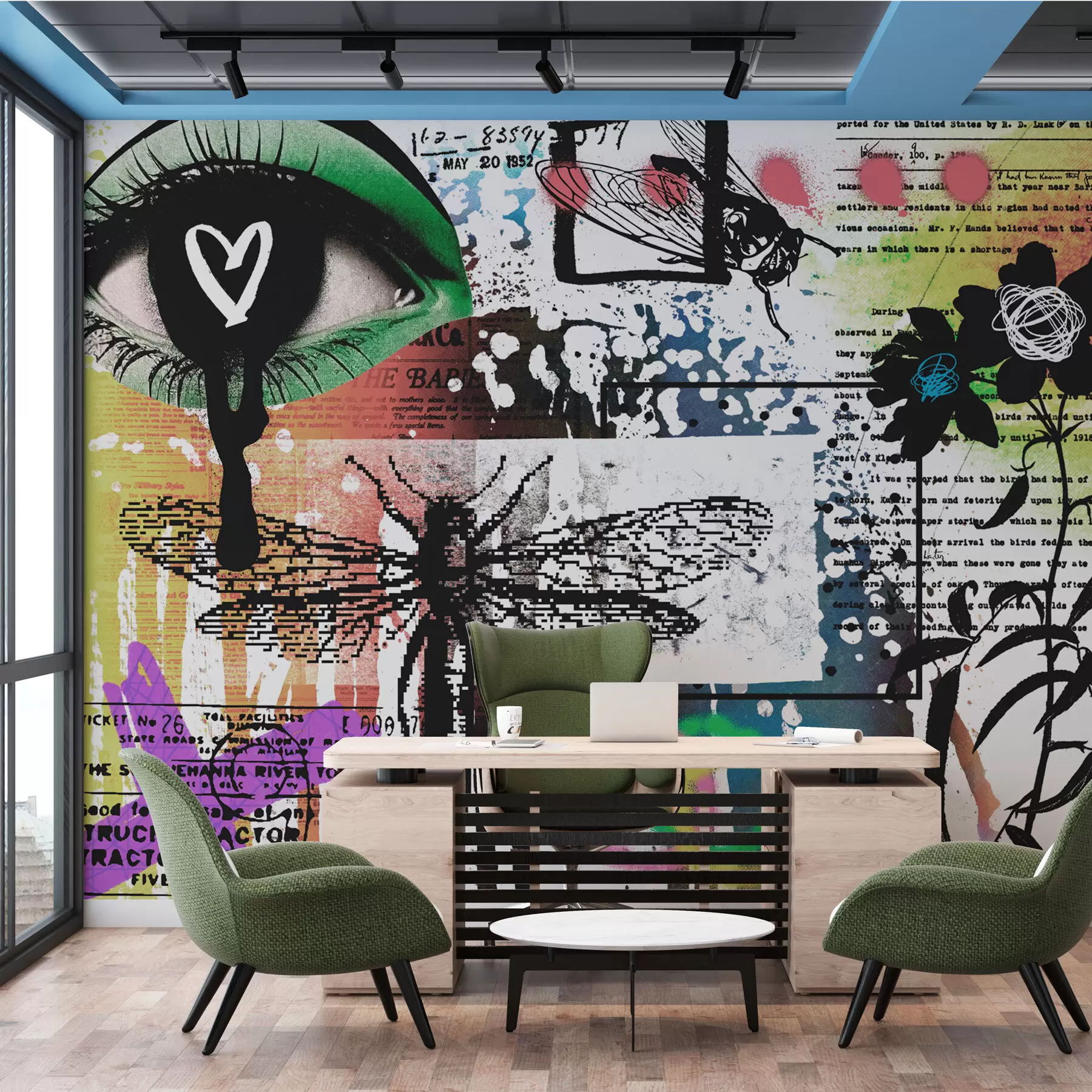 murales Inscripciones estilo graffiti, flores, figuras w02255