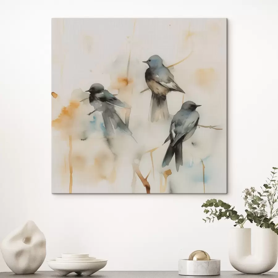 wall murals Birds imitation wet watercolor style s42031