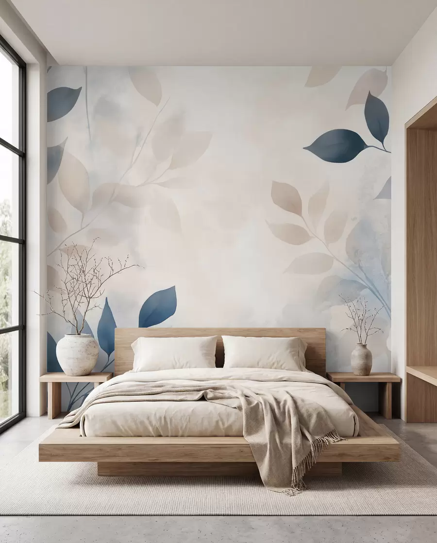 wall murals delicate leaves in watercolor technique w02453