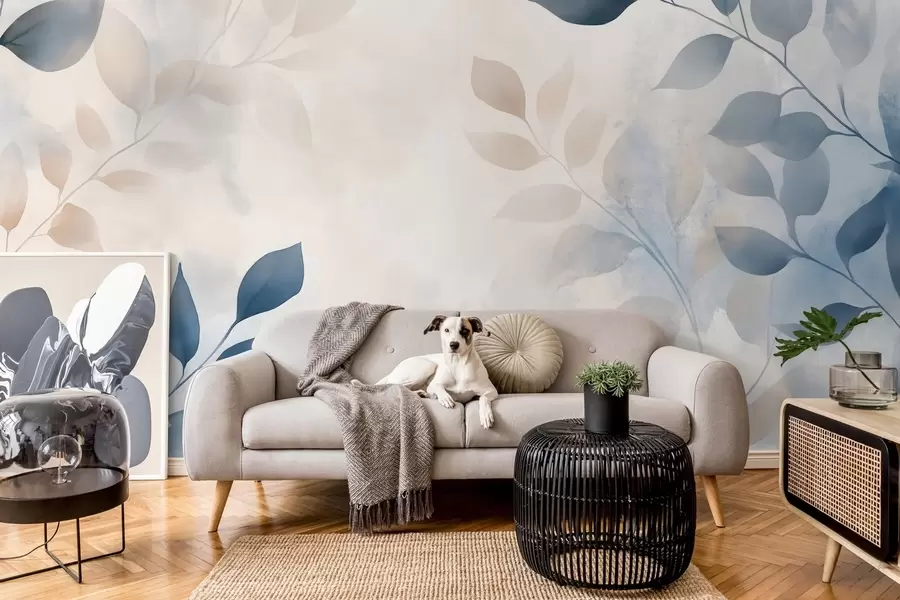 Wall Mural Photo Wallpaper delicate leaves in watercolor technique w02453