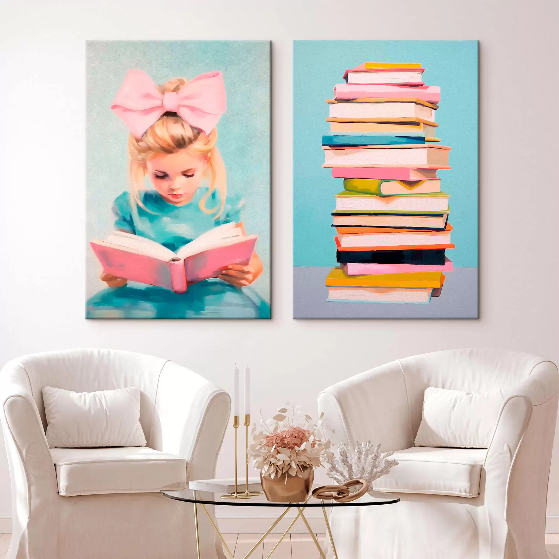 wall murals Girl and books m00395