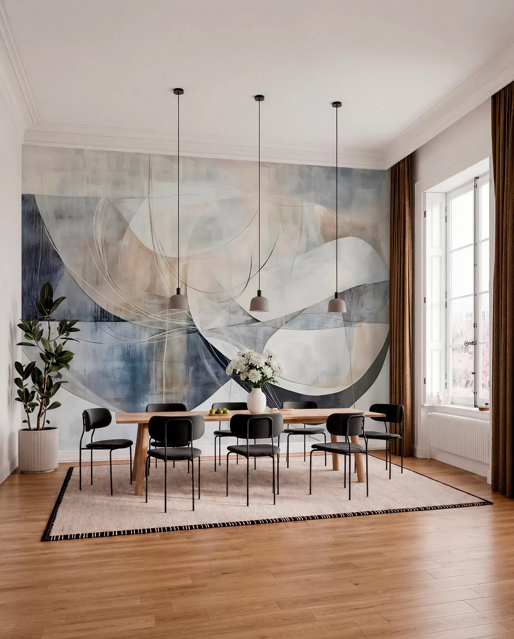 Wall Mural Photo Wallpaper Broad Brushwork in Blue w08461
