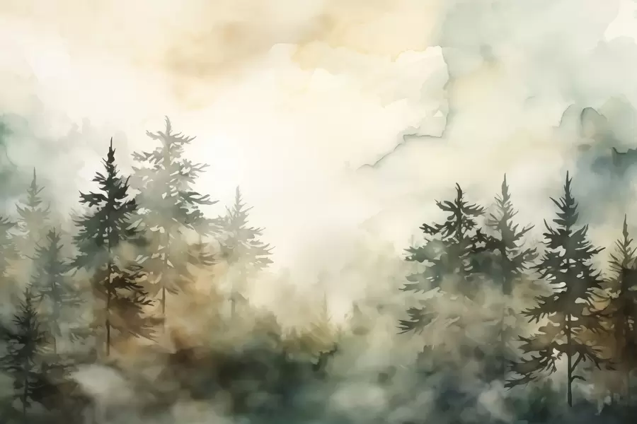 Wall Mural Photo Wallpaper Forest imitation painting watercolor w02473