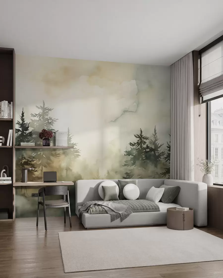 wall murals Forest imitation painting watercolor w02473