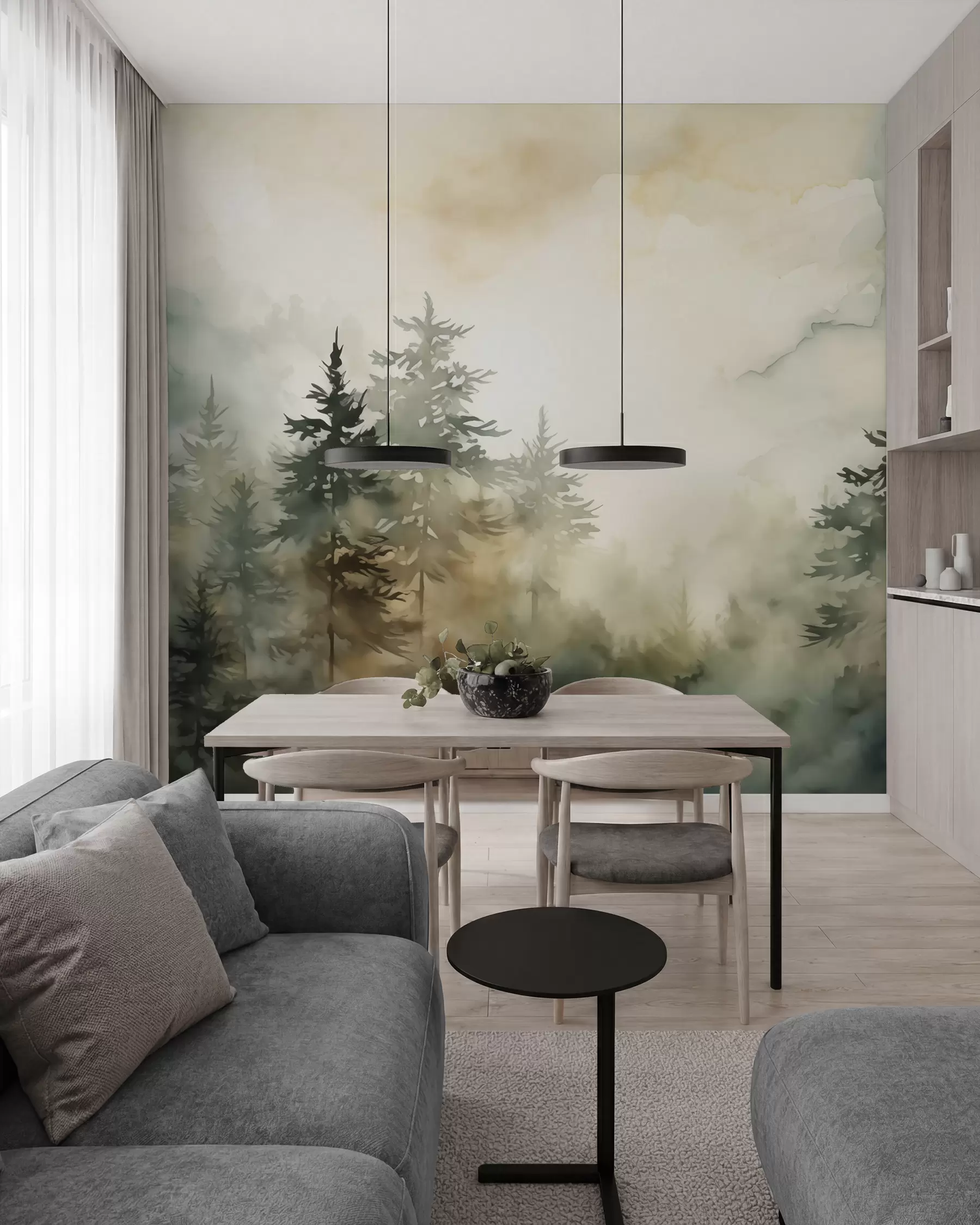 Wall Mural Photo Wallpaper Forest imitation painting watercolor w02473