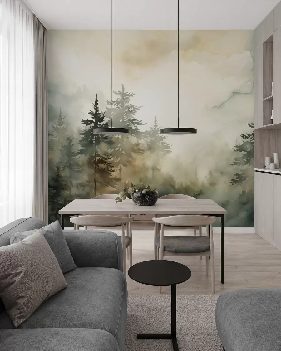 wall murals Forest imitation painting watercolor w02473