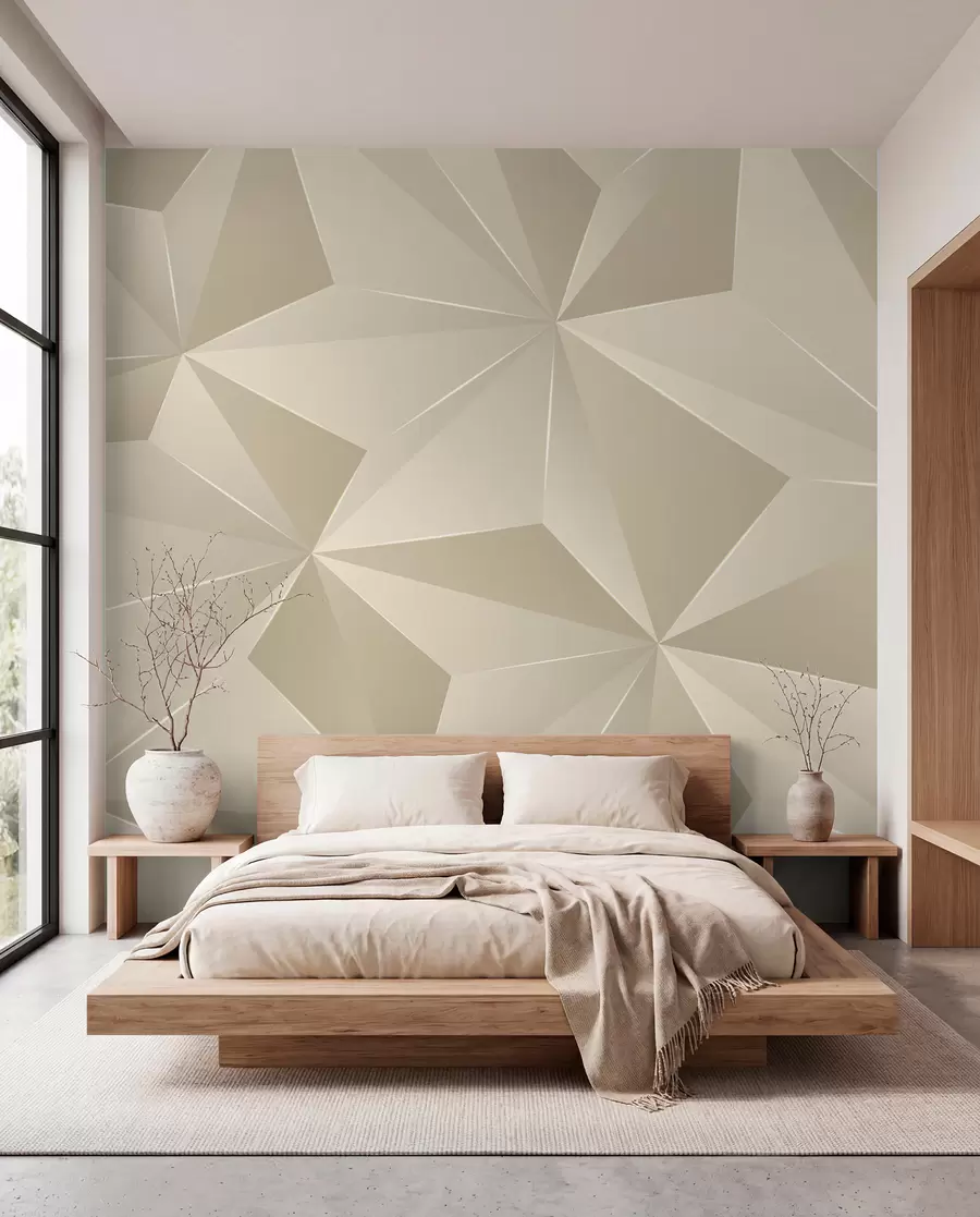 Wall Mural Photo Wallpaper Beige geometric relief u42449