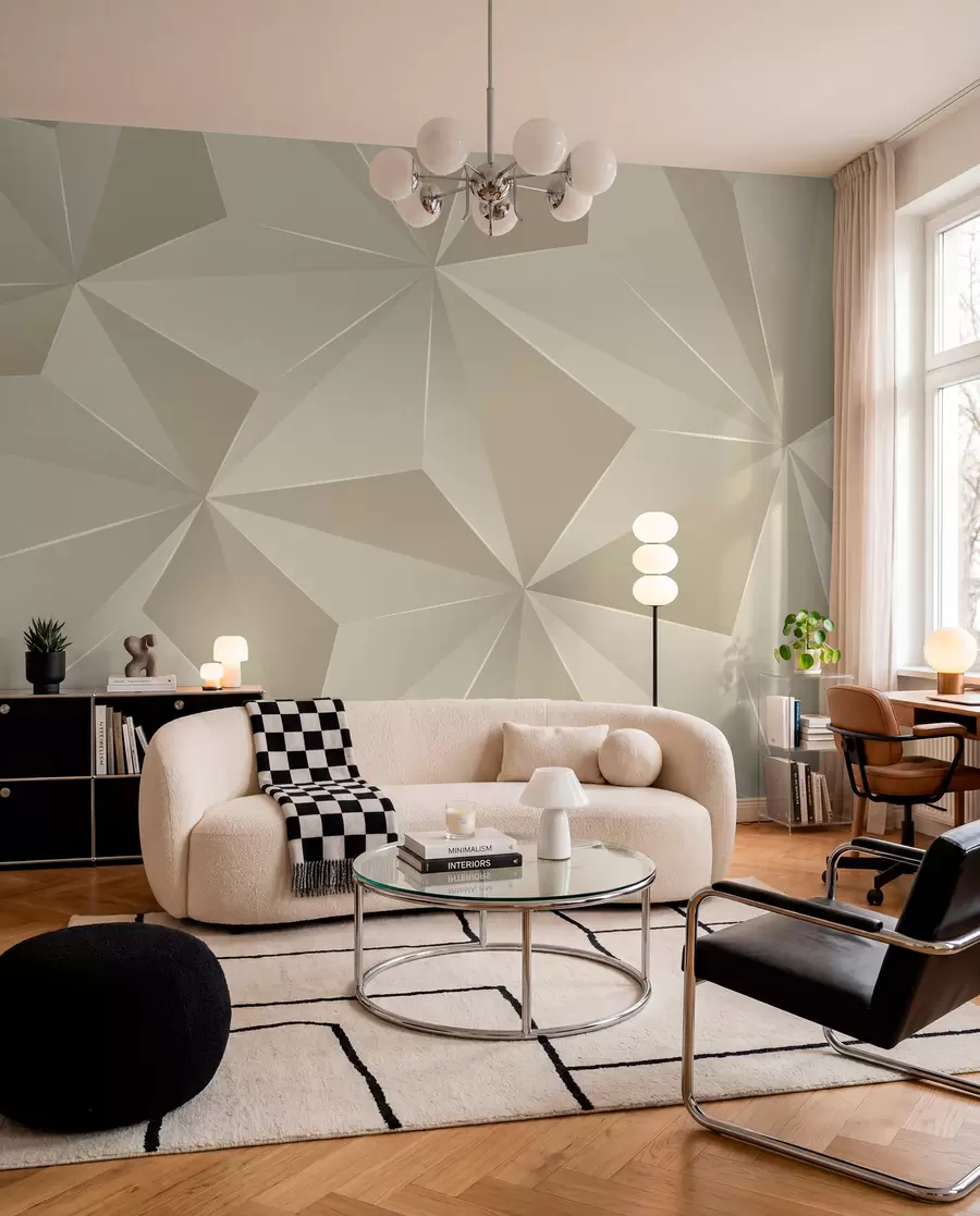 Wall Mural Photo Wallpaper Beige geometric relief u42449