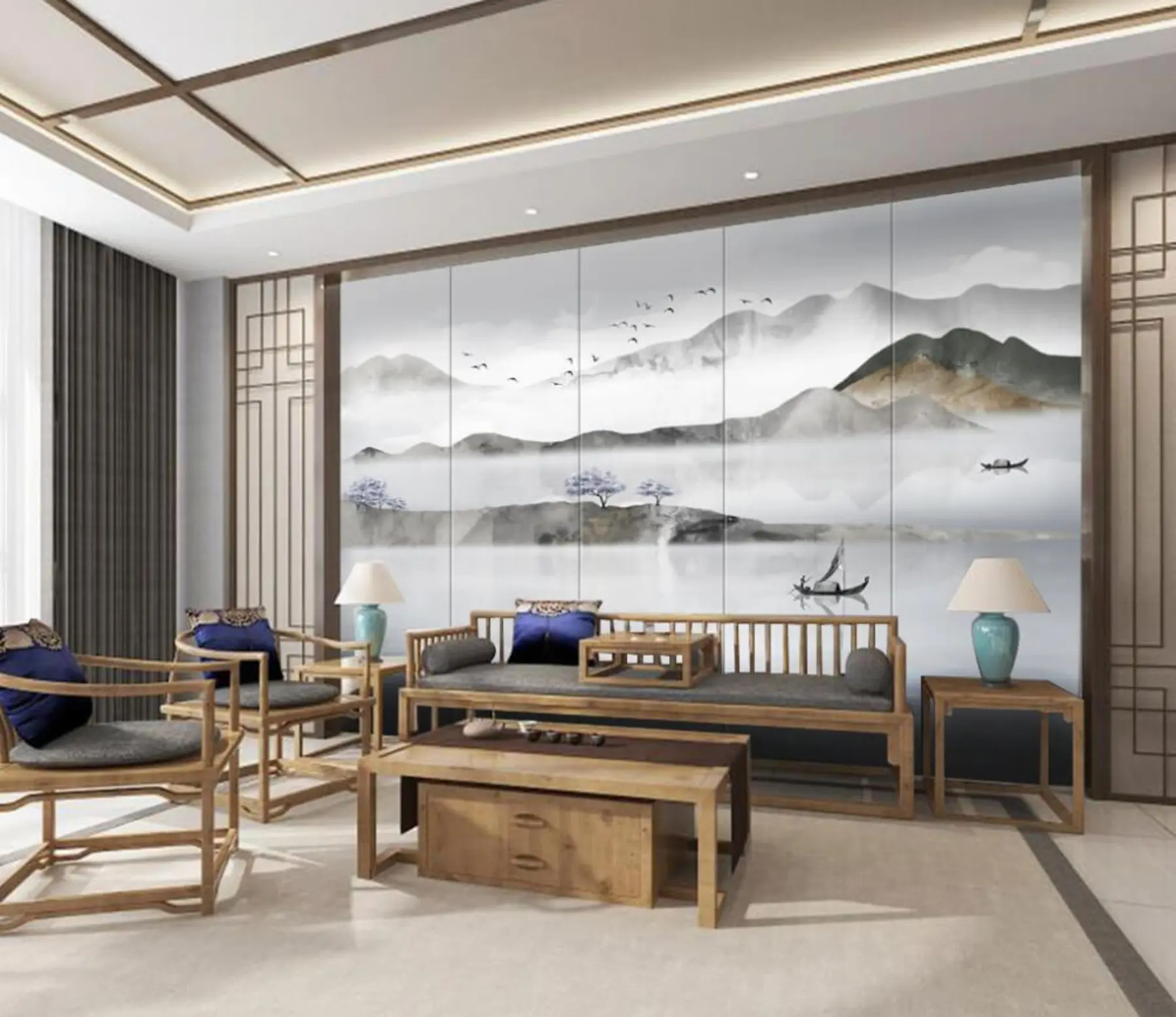 murais de parede Água, céu e montanha u46157