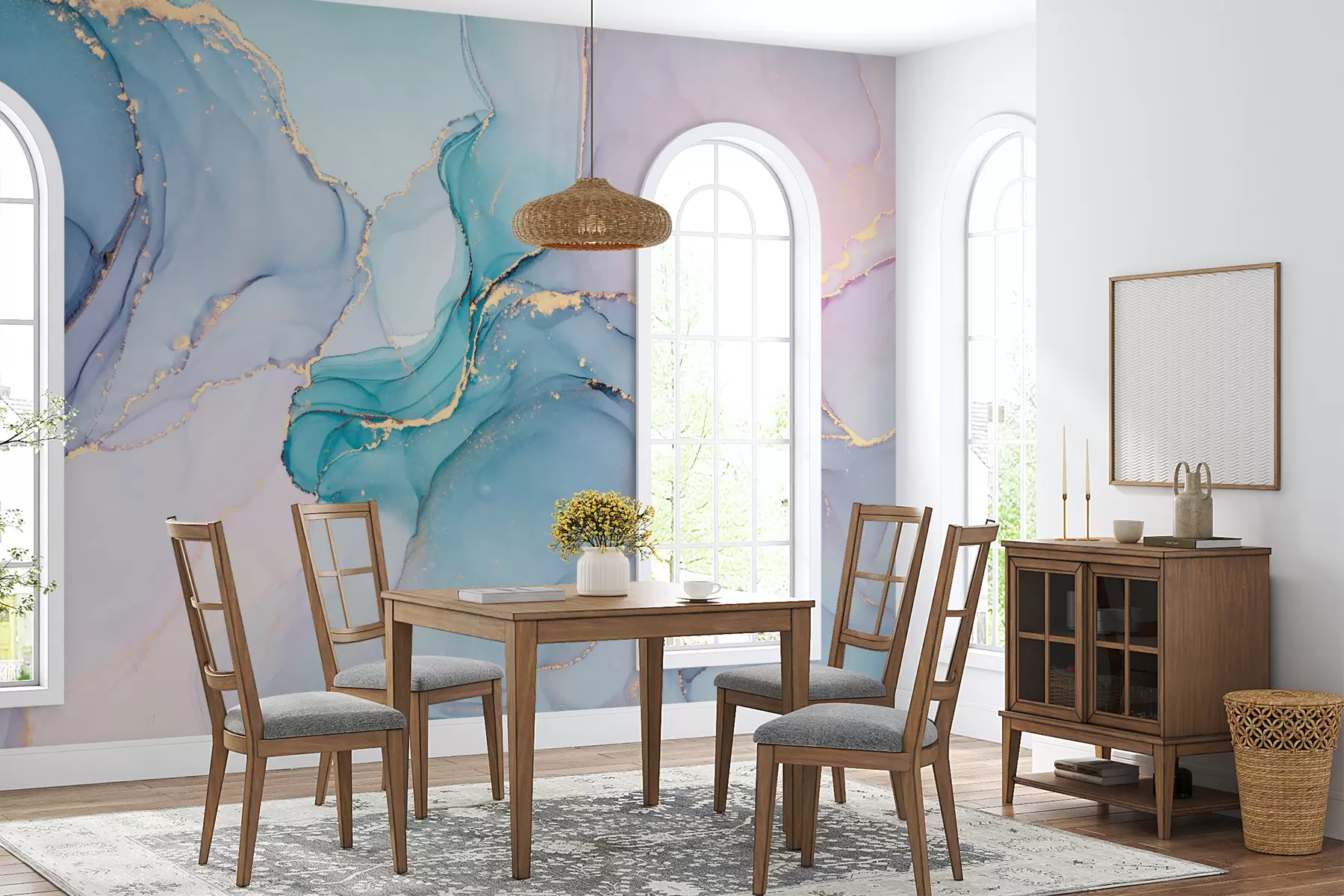 Wall Mural Photo Wallpaper Marble - azure, pink u49408