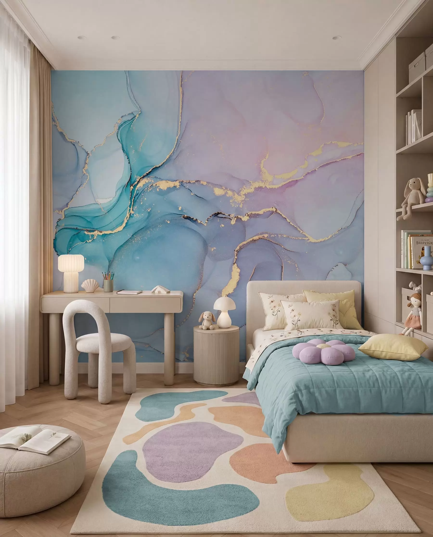 wall murals Azure and Rose Veins u49408