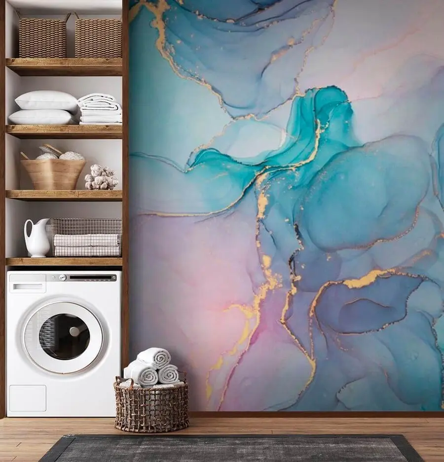 Wall Mural Photo Wallpaper Marble - azure, pink u49408