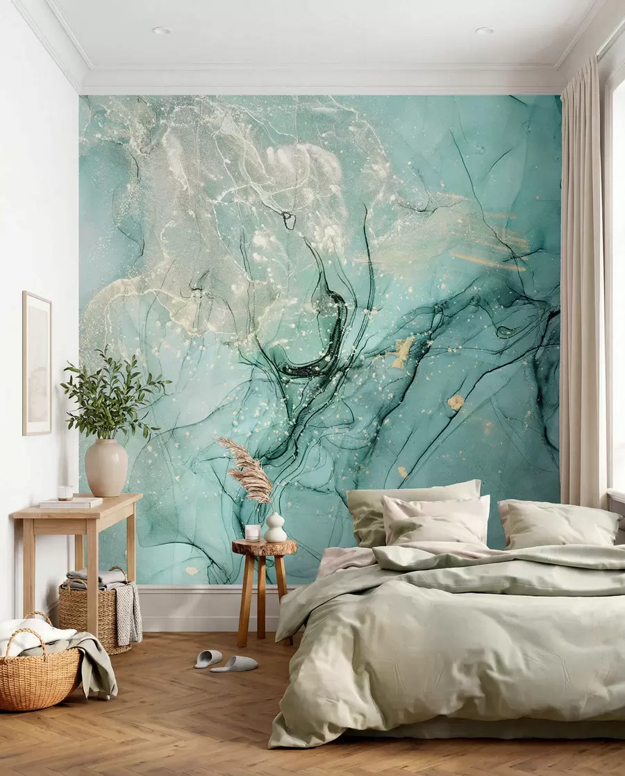 peintures murales Marbre turquoise avec une fine brume u51399
