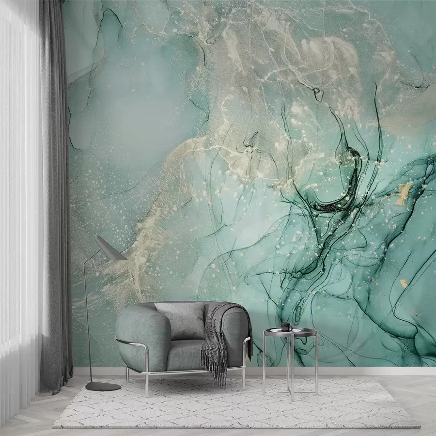 Wall Murals Sea Foaming ocean wave in a paper-cut style Nr