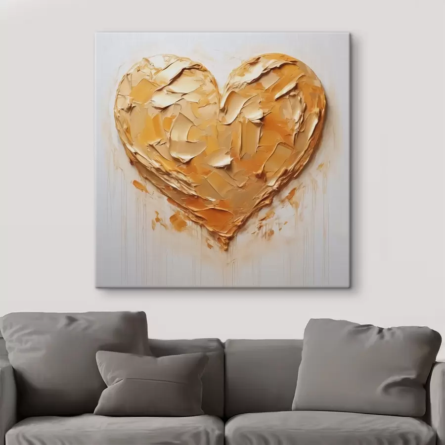 wall murals Heart imitation of paint strokes, yellow and orange shades s42124
