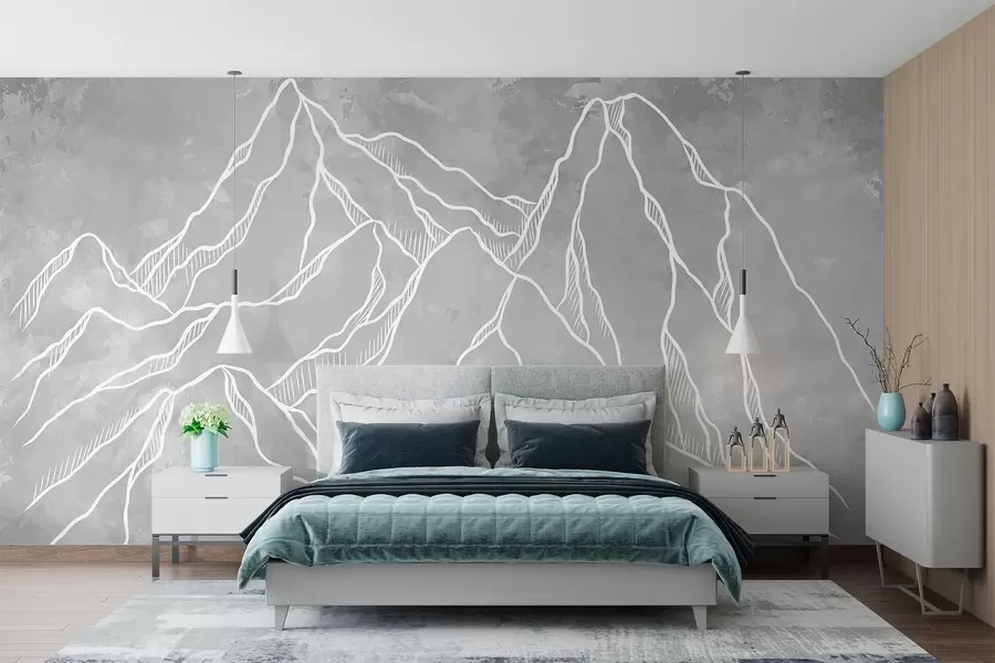Wall Mural Photo Wallpaper Schematic representation of mountain peaks w02524