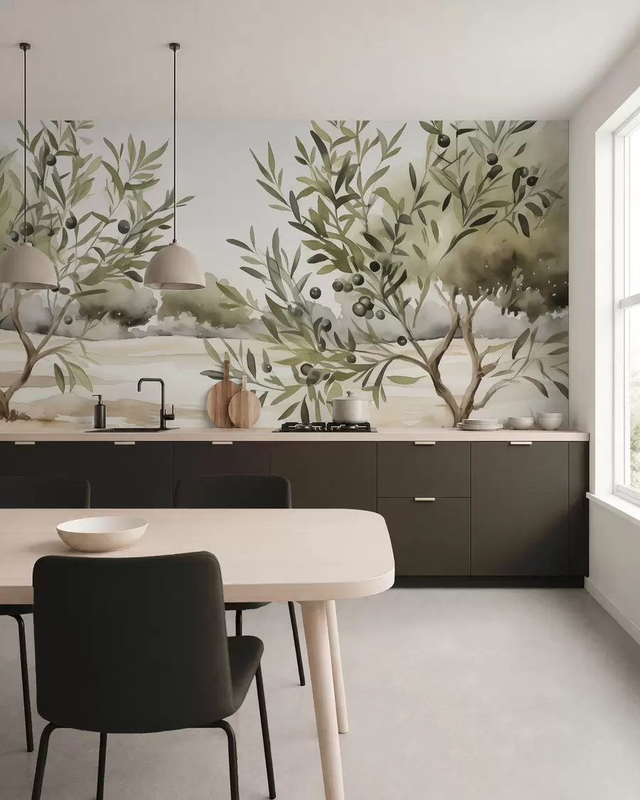 wall murals Olive trees abstract imitation watercolor w02583