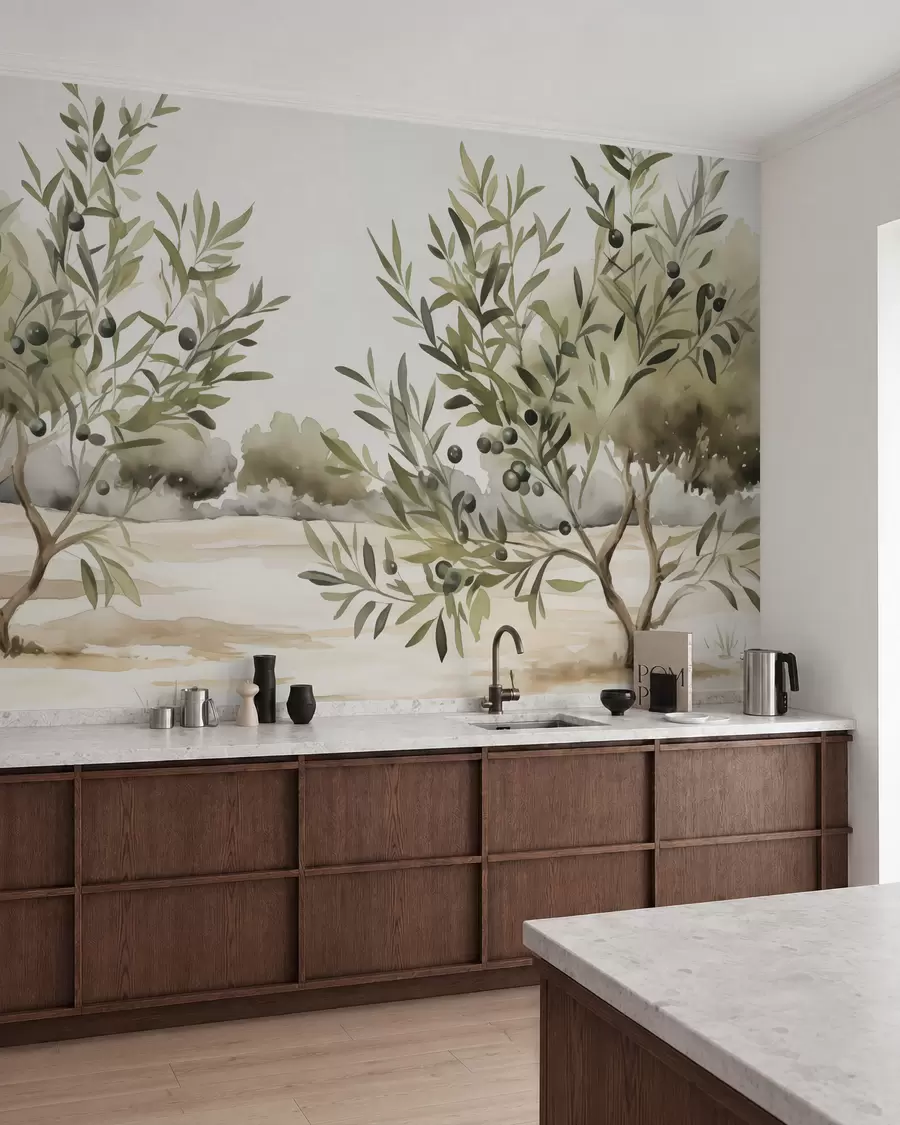 wall murals Olive trees abstract imitation watercolor w02583
