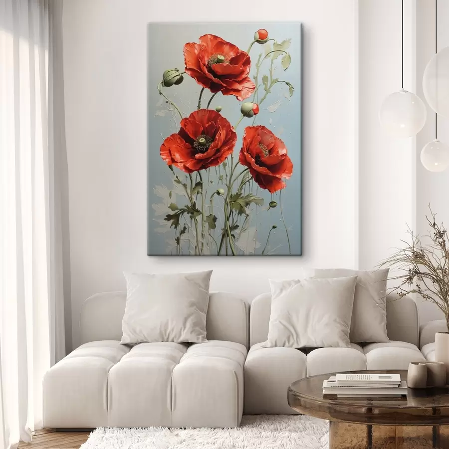 wall murals Poppies on blue background s41773