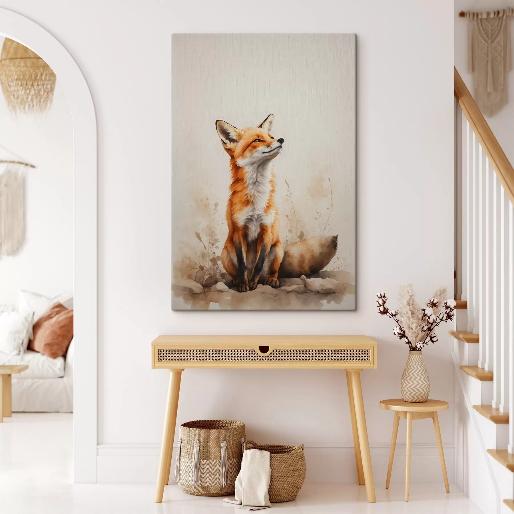 murales Zorro sobre fondo beige s41778