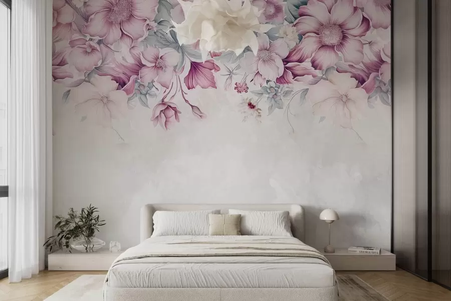 Wall Mural Photo Wallpaper Large flowers on the wall w08521