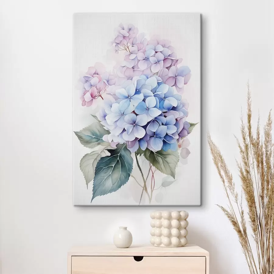 wall murals Branch with hydrangea flowers imitation watercolor s42143