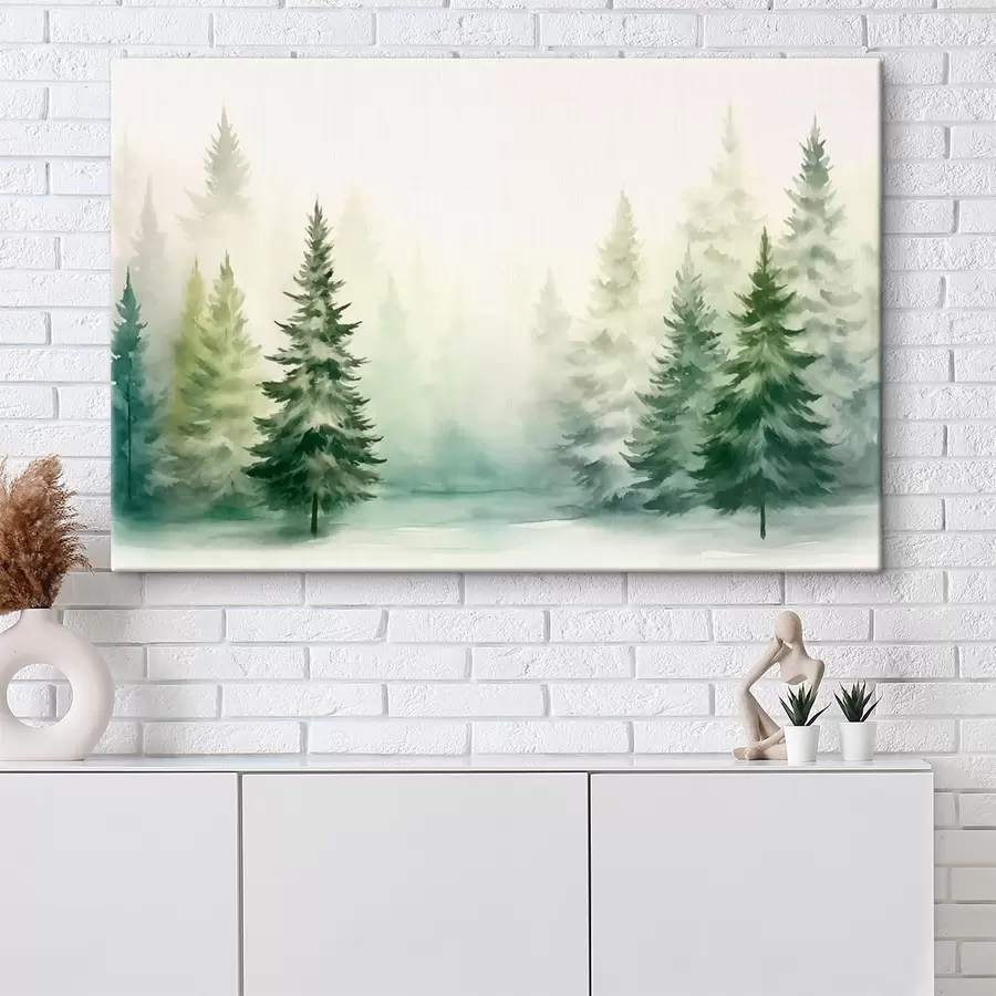 wall murals Foggy forest of fir trees s42154