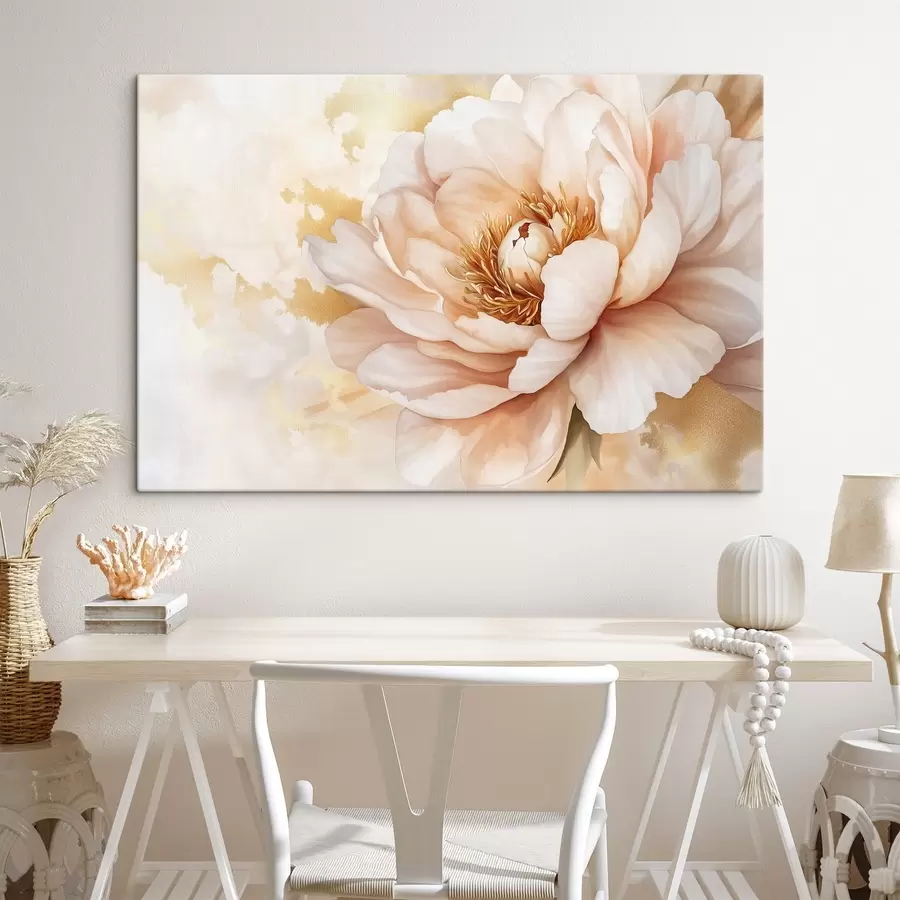murales Dibujo de flor de peonía, estilo acrílico s42202