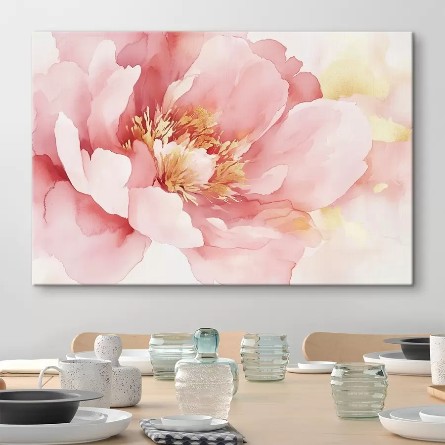 murales Flor de peonía rosa, estilo acuarela s42203