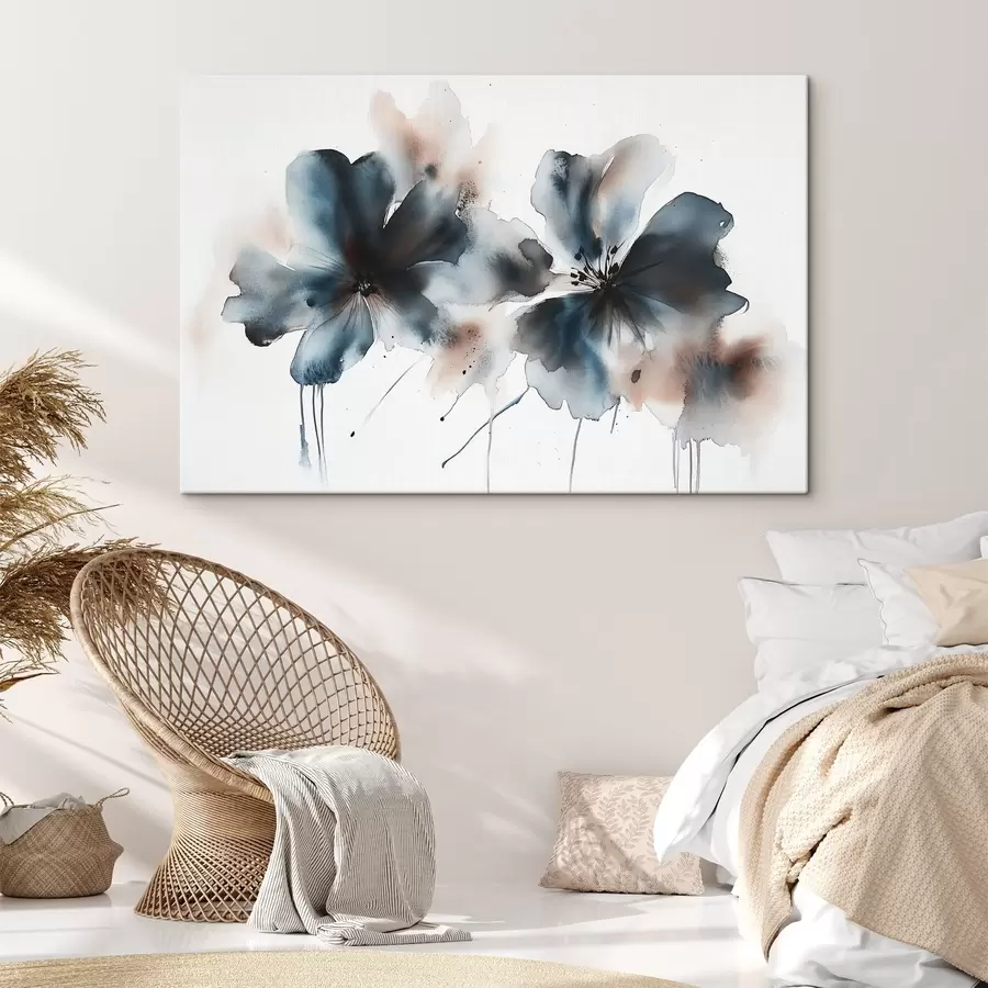 wall murals Watercolor style flowers, blue colors s42208