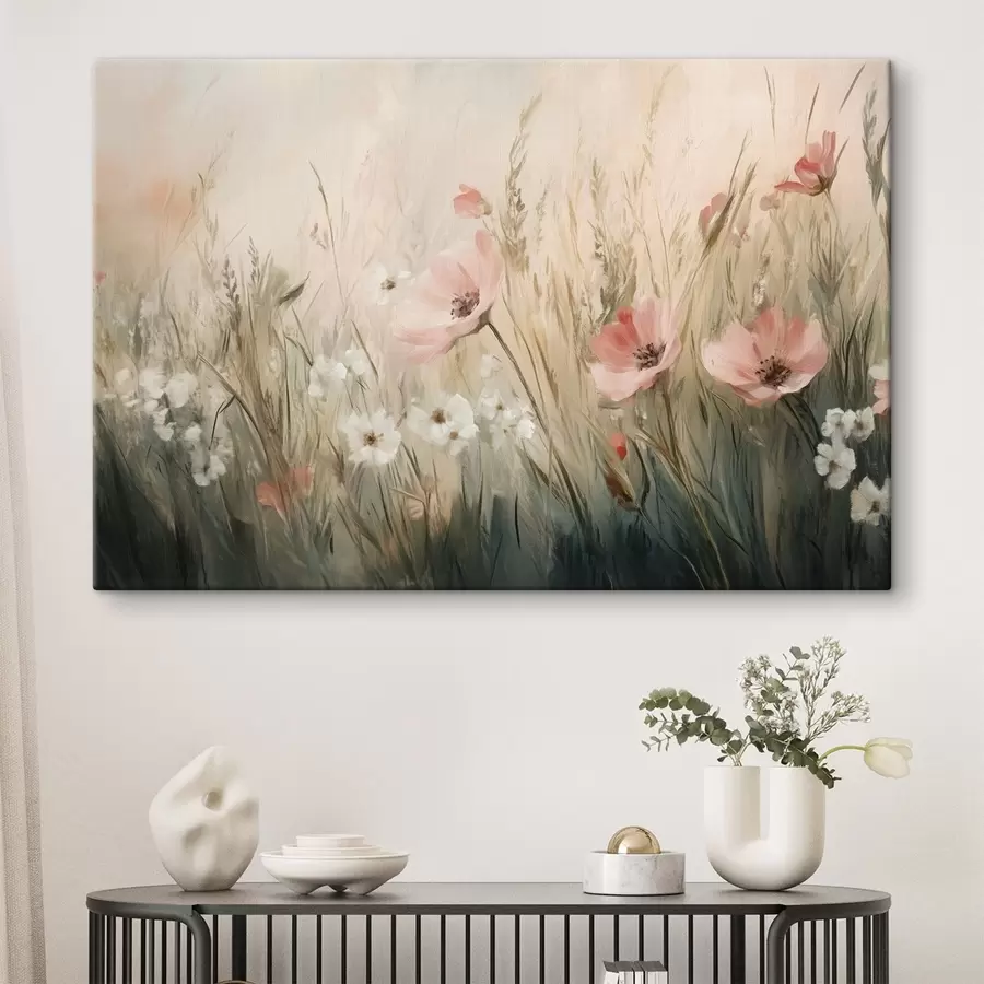 wall murals Flowers in the meadow, rustic, acrylic style s42209