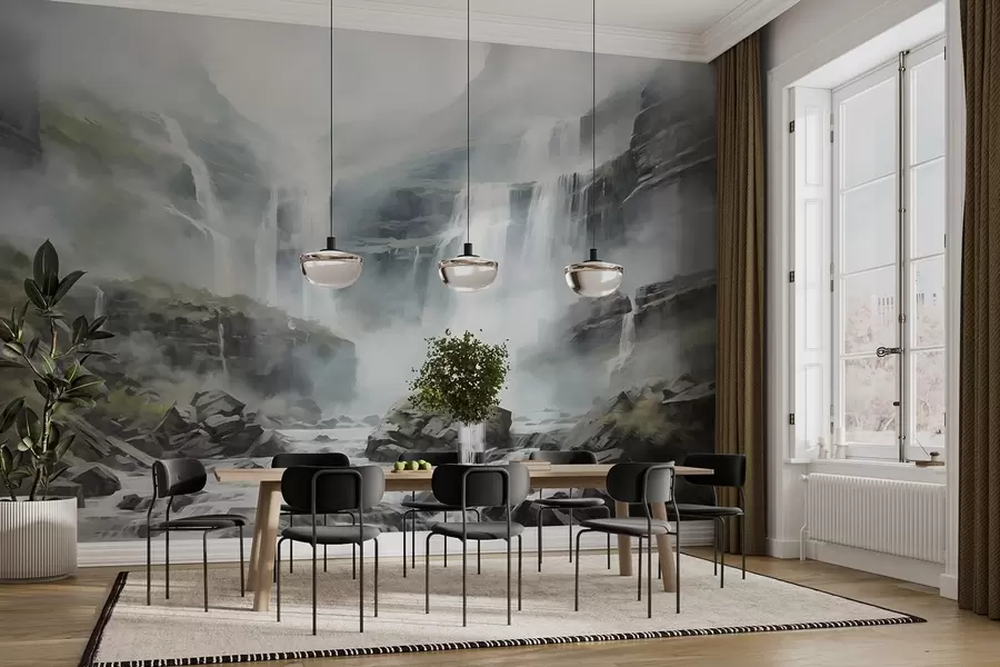 Wall Mural Photo Wallpaper Waterfall in the fog w08572