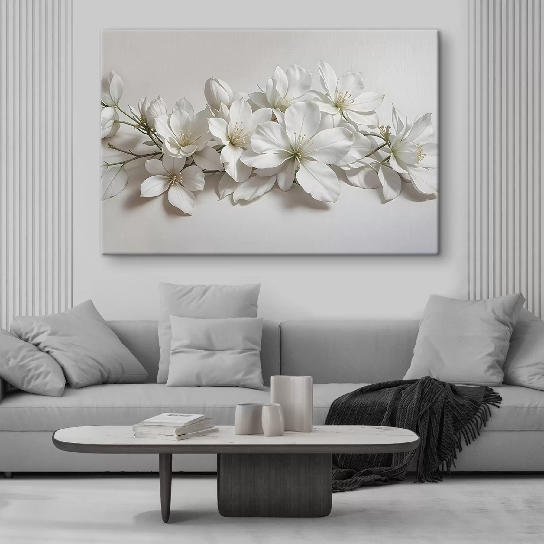 wall murals White delicate magnolia flowers on a light background s42230