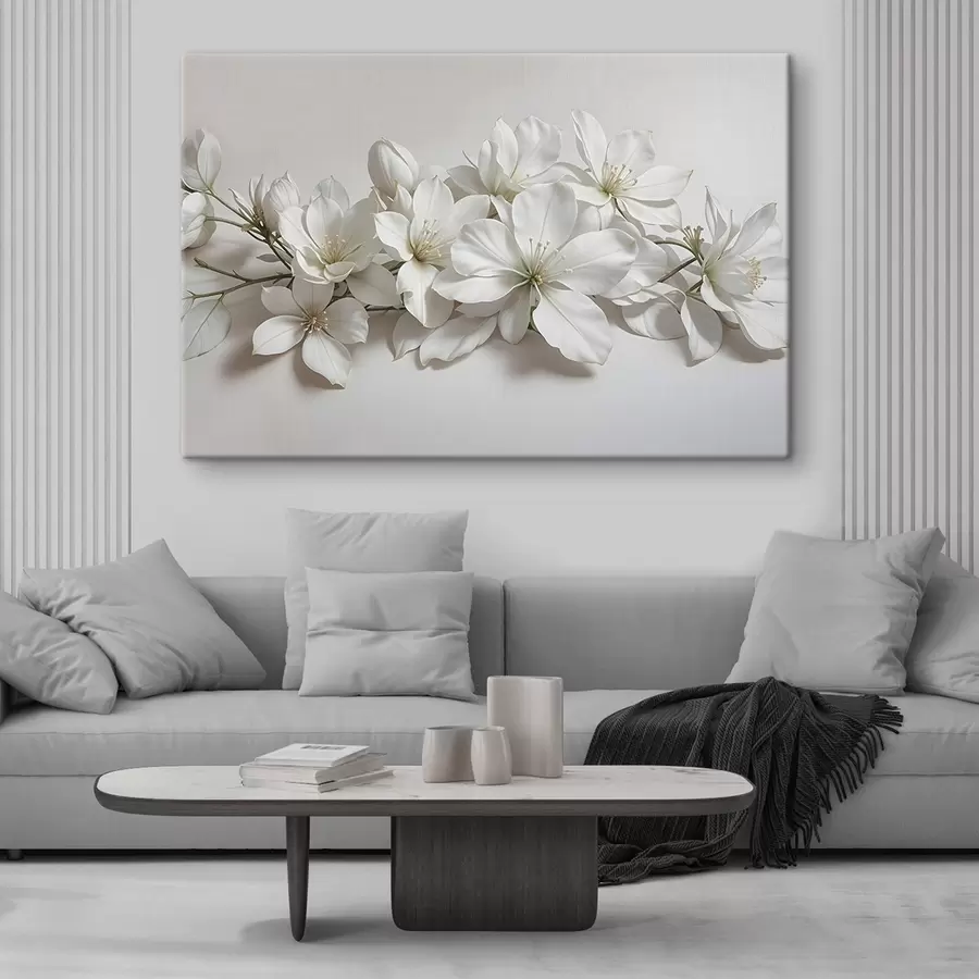 wall murals White delicate magnolia flowers on a light background s42230