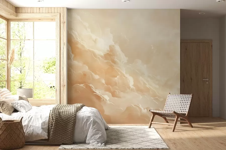 murales Cielo beige con nubes en estilo pintoresco w08550