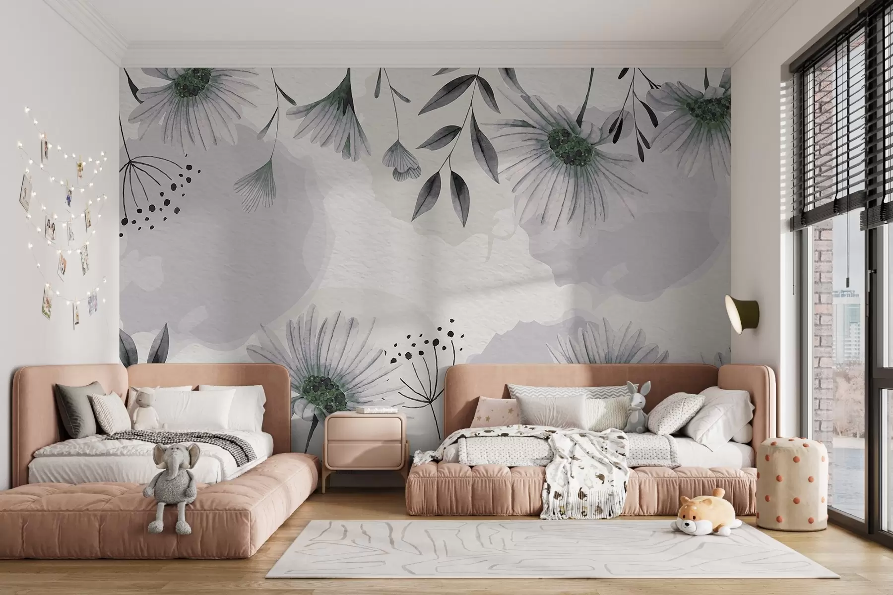 wall murals Flower Poetry, green shade w02650v2