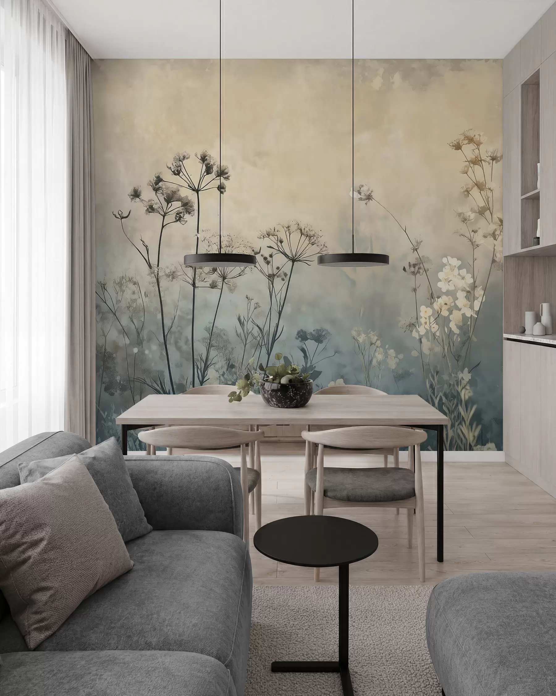 peintures murales Fleurs entrelacées w02685