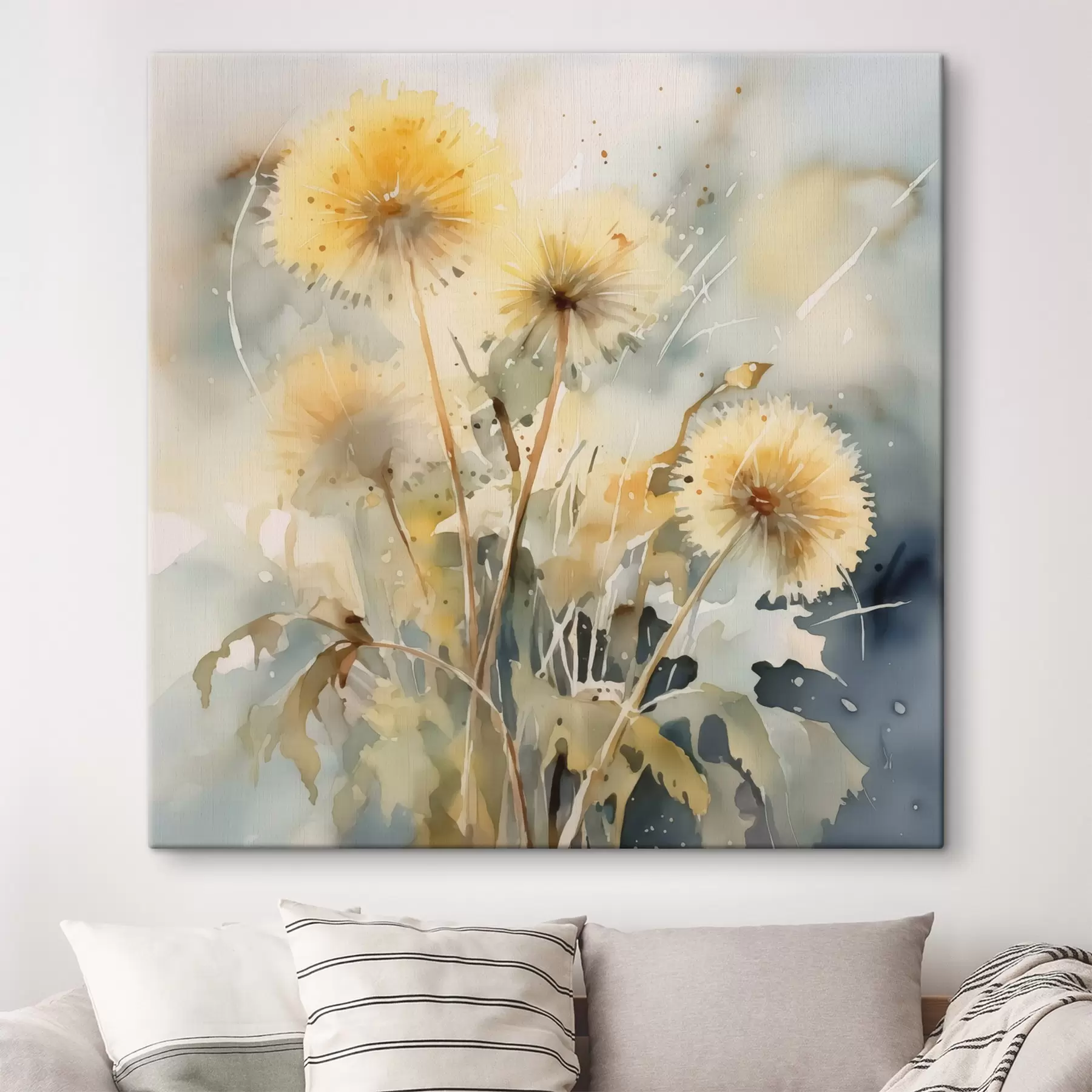wall murals Dandelions imitation of blurred watercolor s42369