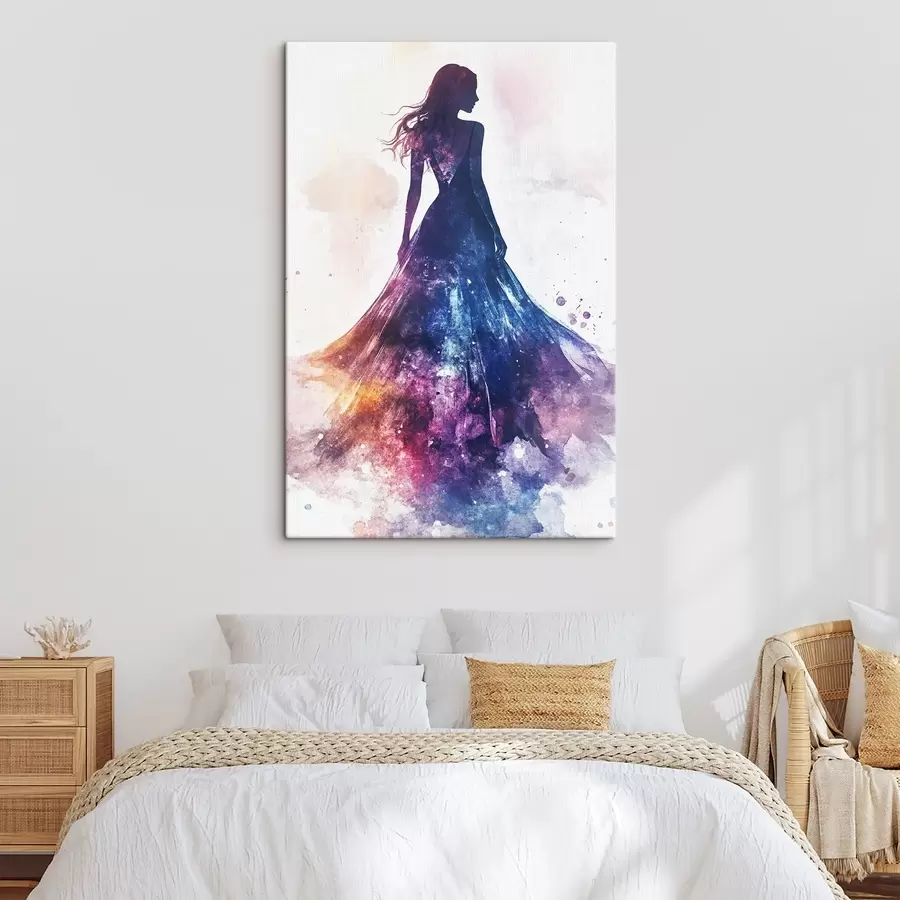 murales Silueta de una niña en estilo acuarela s42078