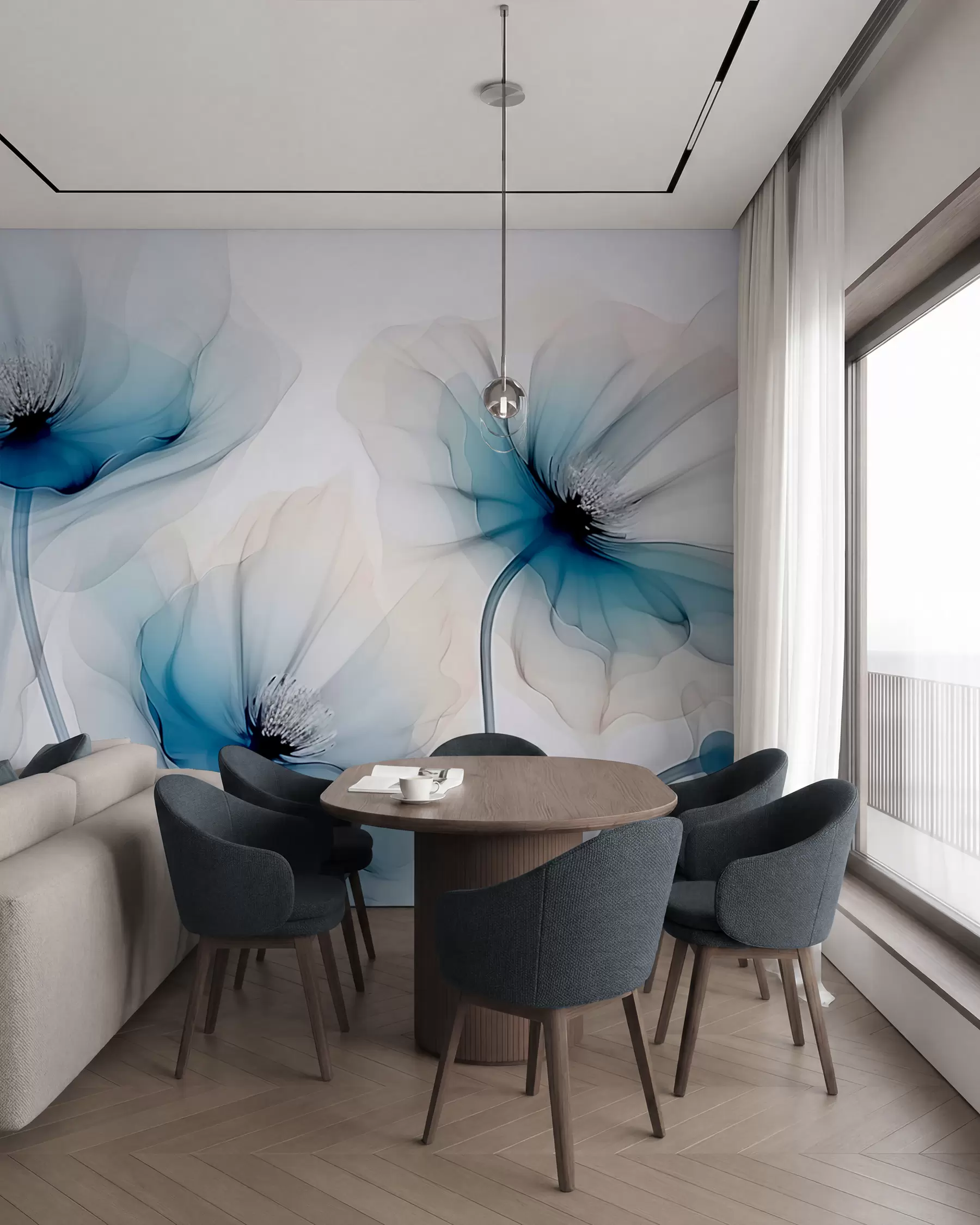 Wall Mural Photo Wallpaper Blue Ink Blossom Veils w02696