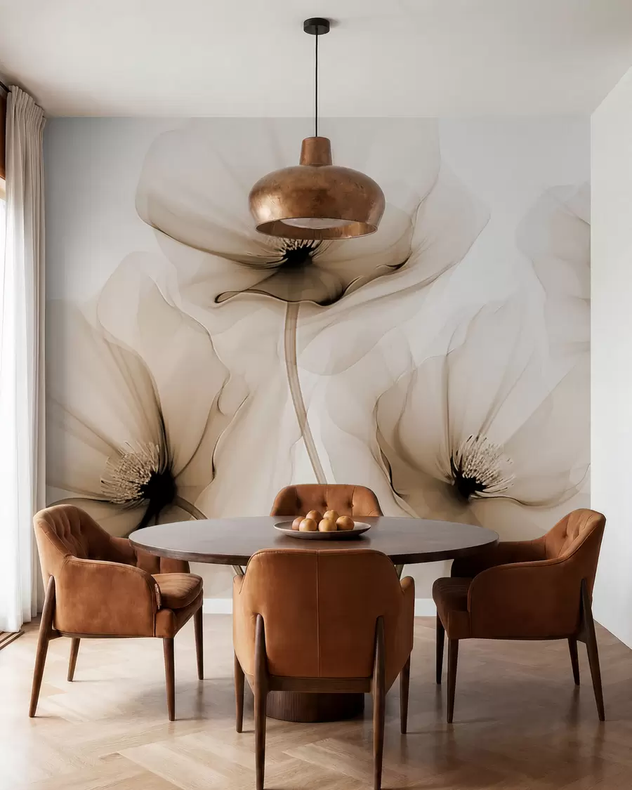 wall murals Transparent flowers w02696v1