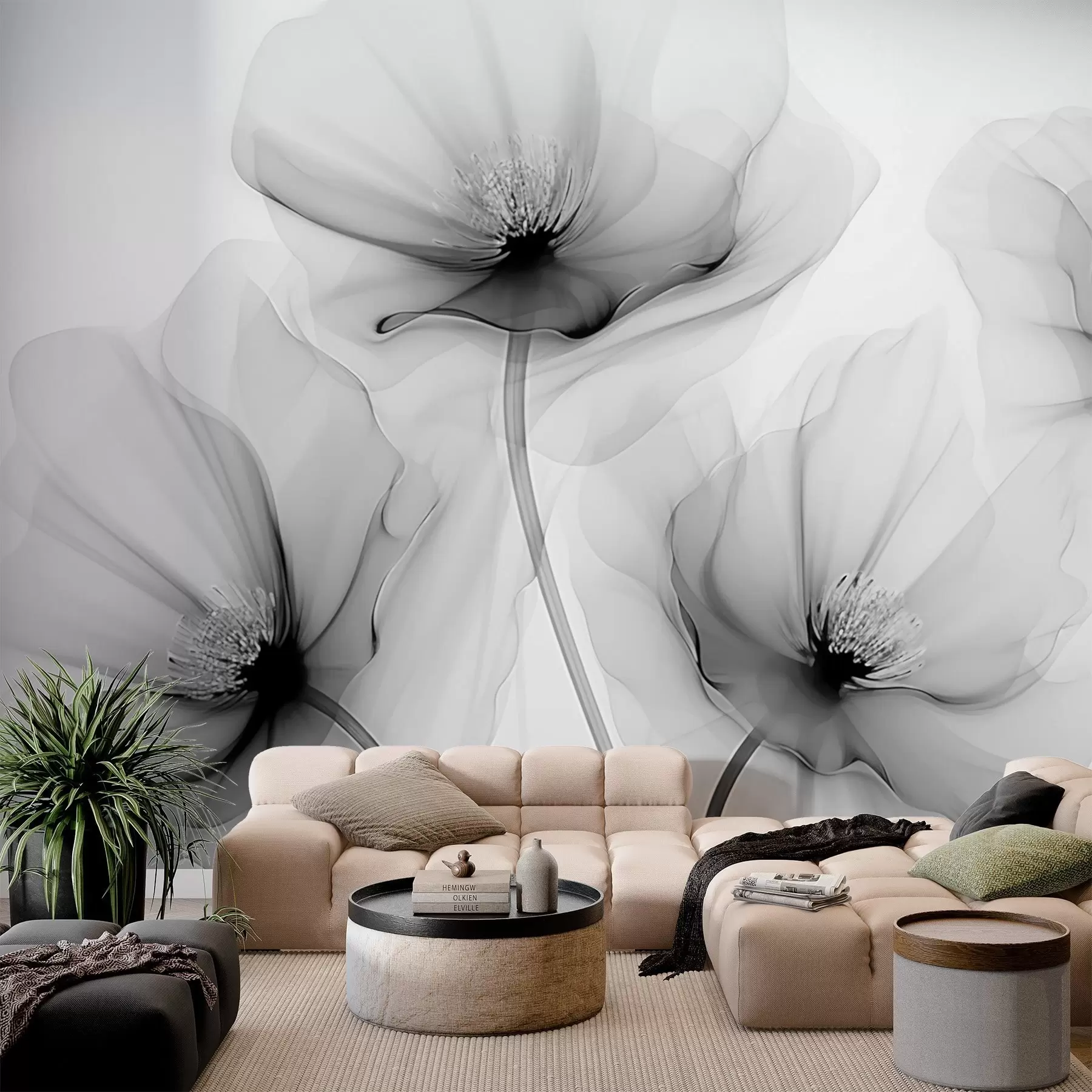 Wall Mural Photo Wallpaper Transparent flowers w02696v2