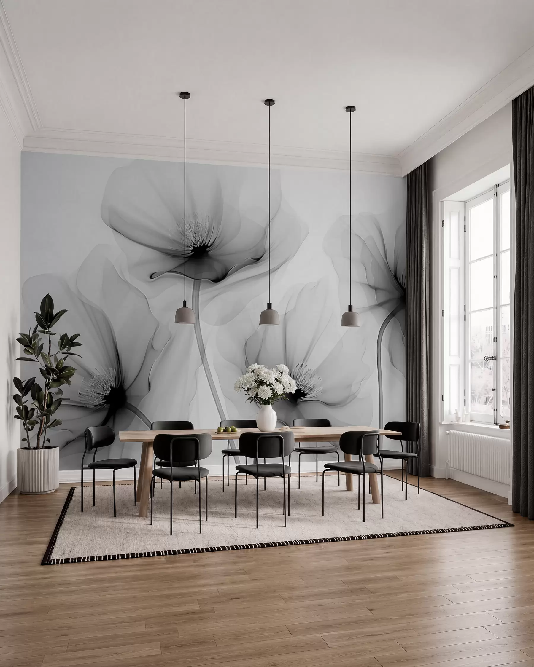 peintures murales Fleurs transparentes w02696v2