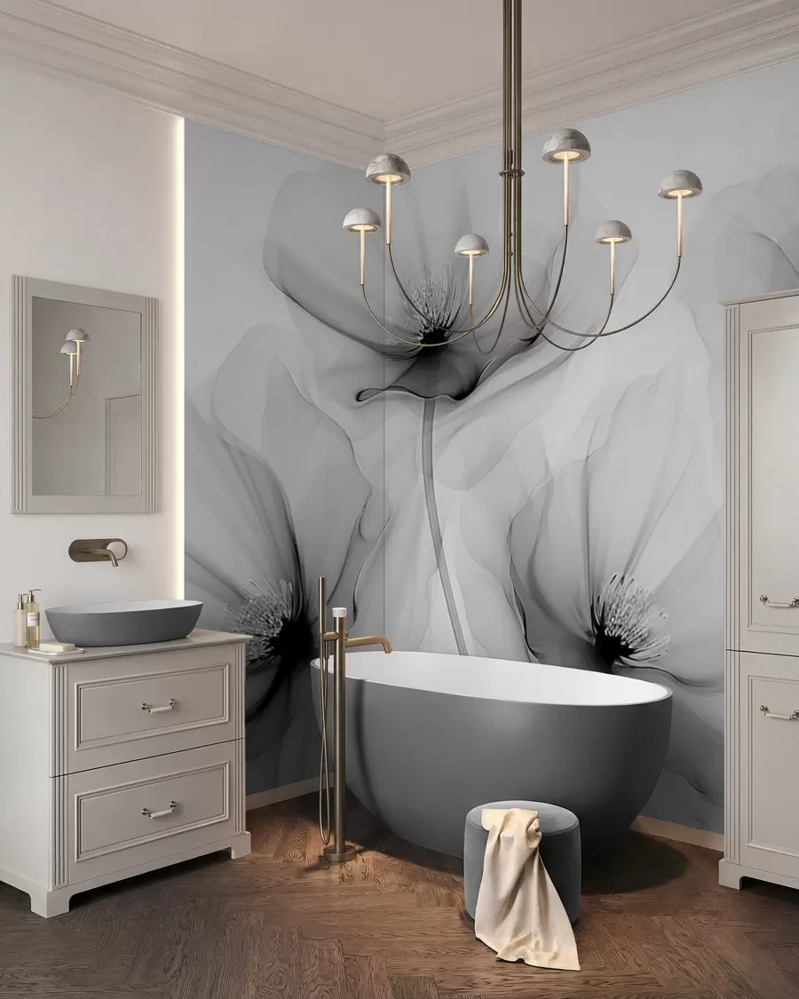 wall murals Transparent flowers w02696v2
