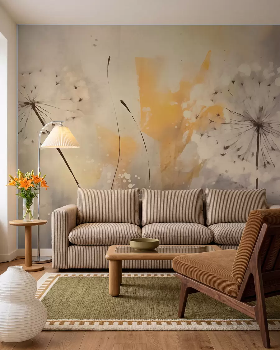 Wall Mural Photo Wallpaper Blurred dandelions in pastel colours w02699