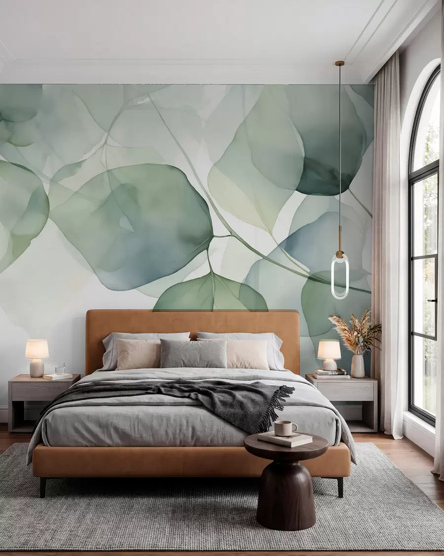 Wall Mural Photo Wallpaper Leaves large abstract imitation of watercolor w02725
