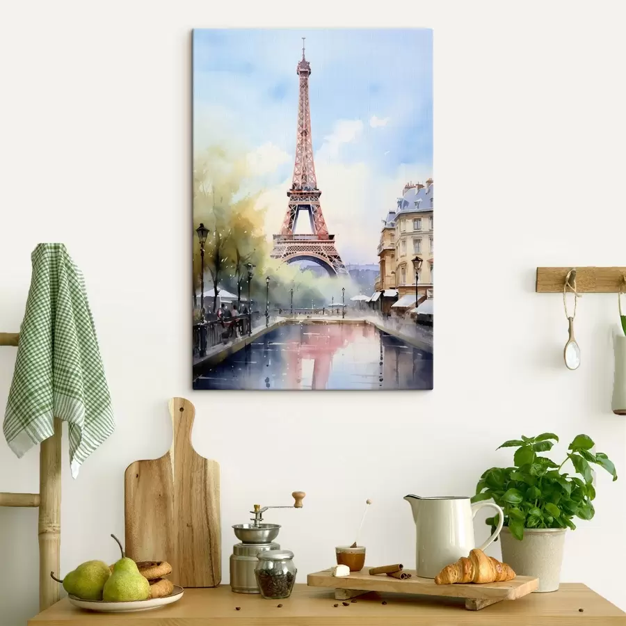 murales Vista de París en estilo acuarela s42192