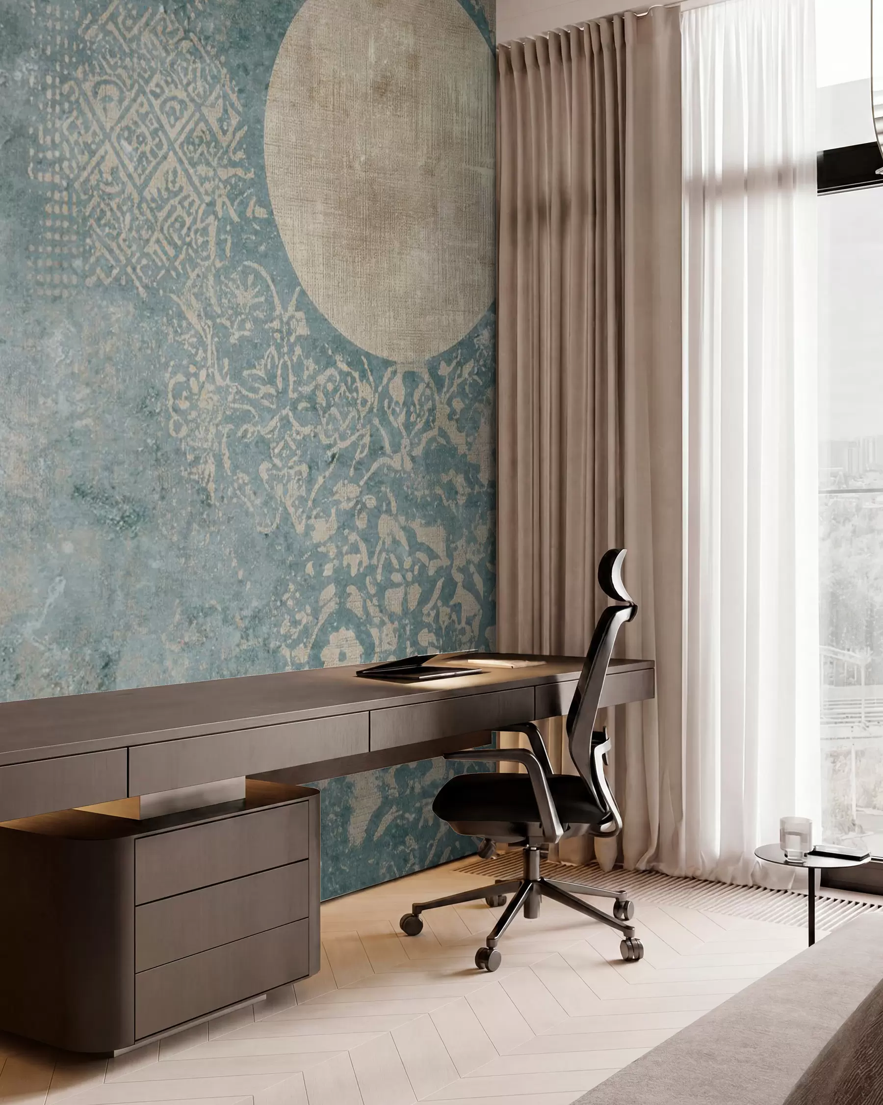 wall murals Yellow circles on an aged background w08627