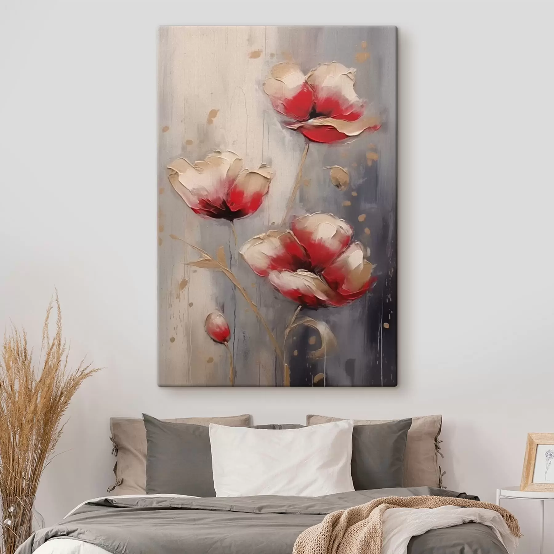 wall murals White and red flowers s42346