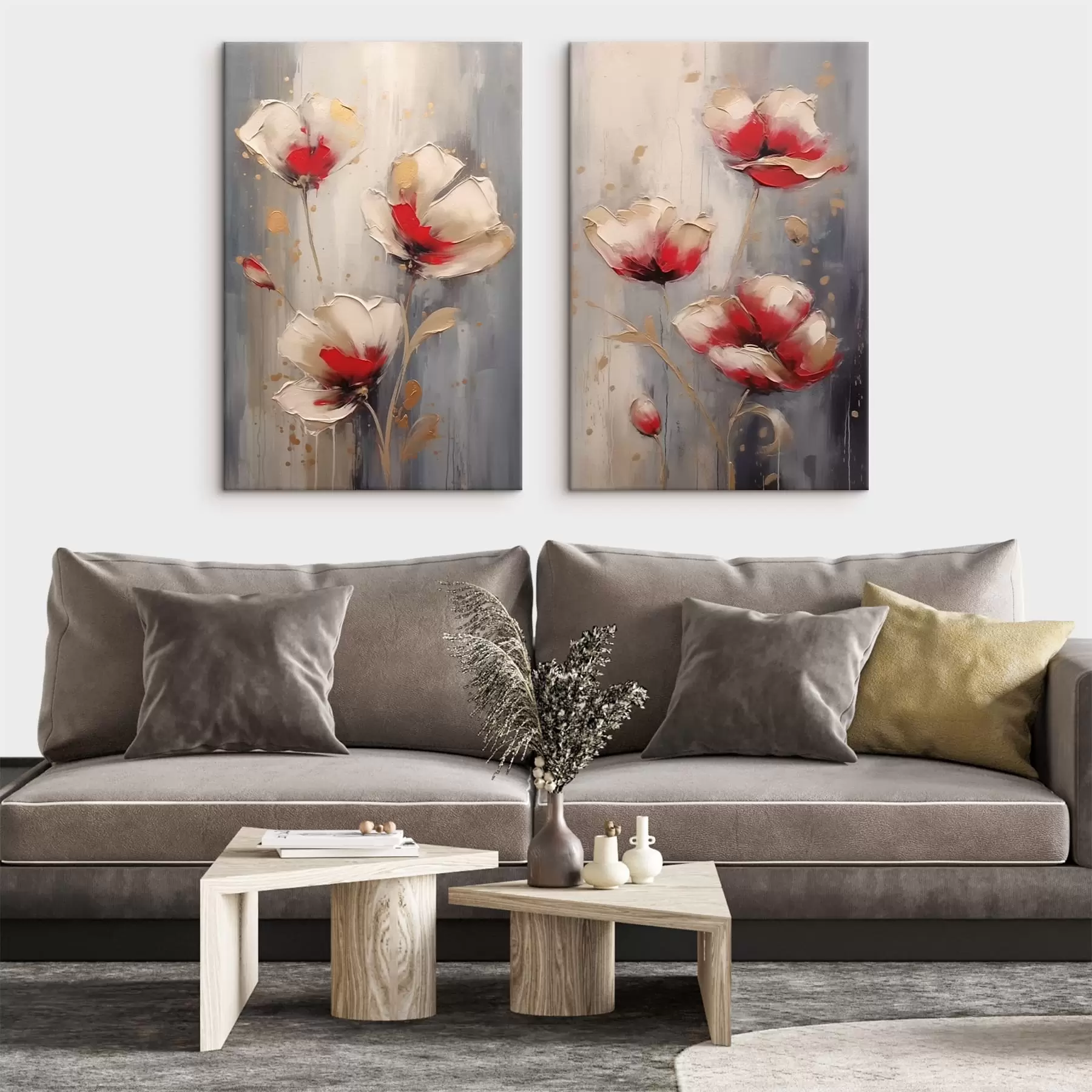 wall murals White and red flowers m00399
